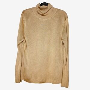 Mark Shale Womens Sz‎ Medium Beige Neutral 100% Silk Turtleneck Sweater Capsule